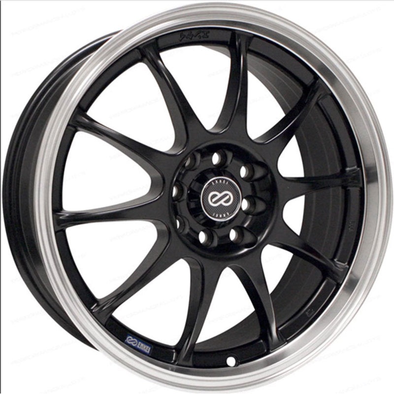 Enkei J10 16×7 4×100/114.3 42mm Offset 72.62mm Bore Dia Matte Black w/ Machined Lip Wheel