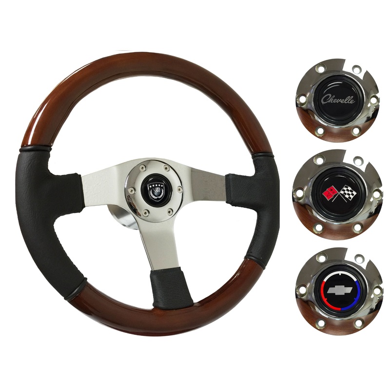1967-68 Chevelle Steering Wheel Kit | Mahogany Wood – Leather | ST3019