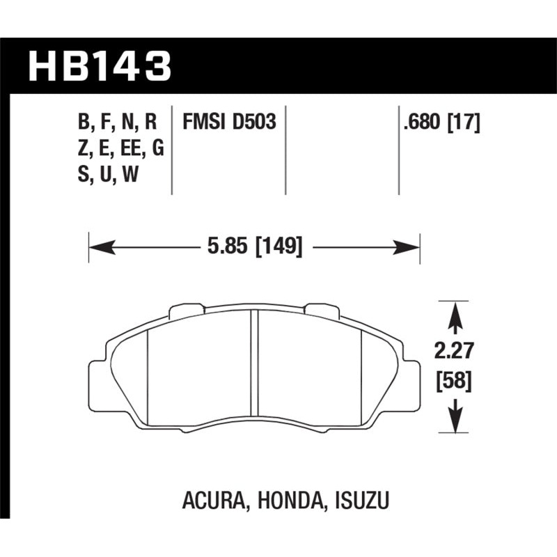 Hawk 97-01 Honda Prelude HP+ Street Front Brake Pads