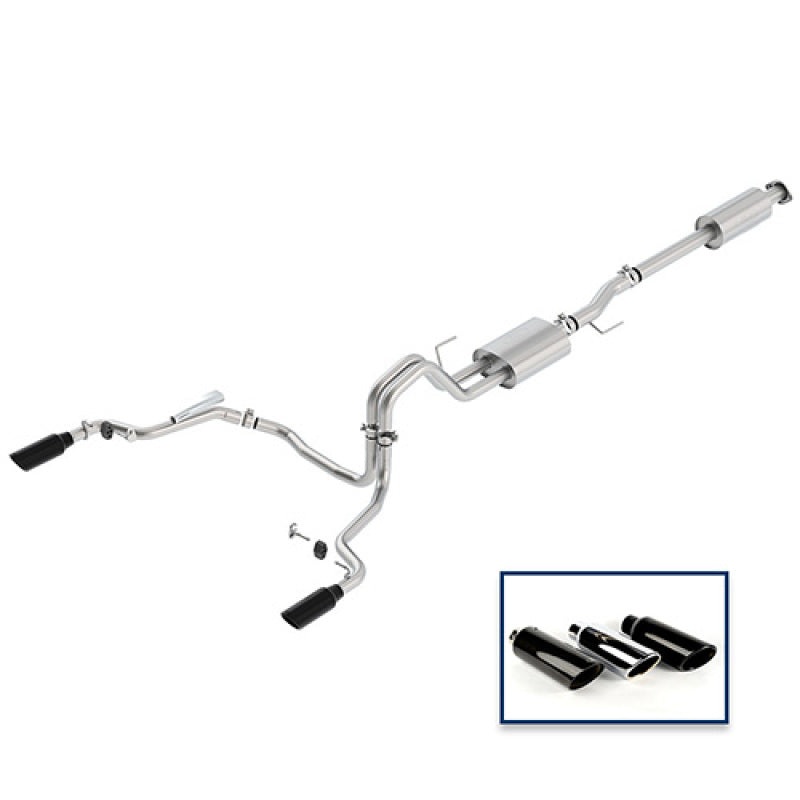Ford Racing 15-18 F-150 2.7L Cat-Back Sport Exhaust System – Rear Exit Black Chrome Tips