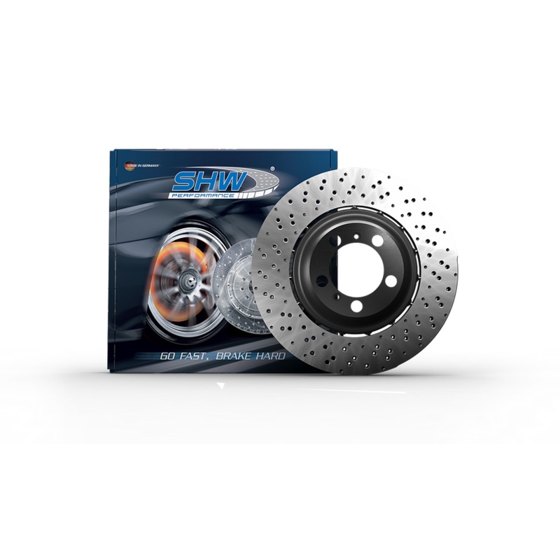 SHW 2003 Audi RS6 4.2L Left Front Cross-Drilled Lightweight Brake Rotor