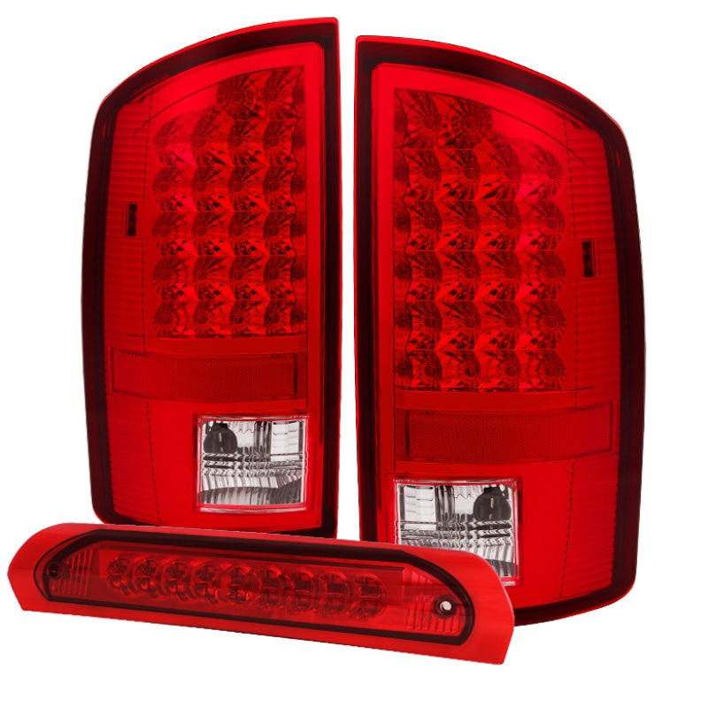 Xtune Dodge Ram 07-08 1500 LED Tail Lights w/ LED 3rd Brake Lamps Red Clear ALT-JH-DR07-LED-SET-RC