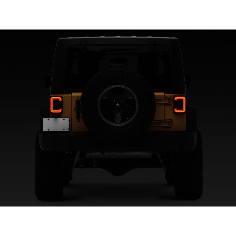 Raxiom 07-18 Jeep Wrangler JK Axial Series LED Halo Tail Lights- Black Housing (Dark Smoked Lens)