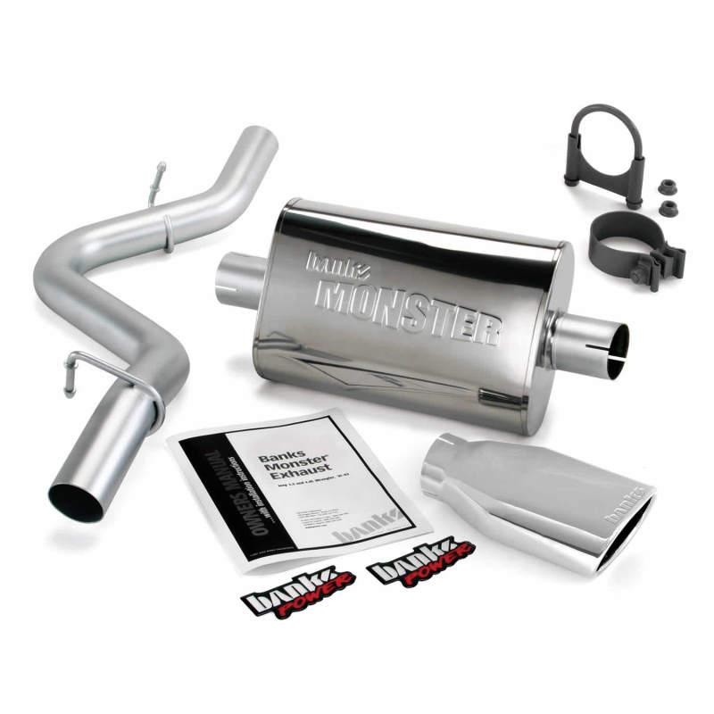 Banks Power 97-99 Jeep 2.5/4.0L Wrangler Slip Fit Cat Monster Exh Sys – SS Single Exh w/ Chrome Tip