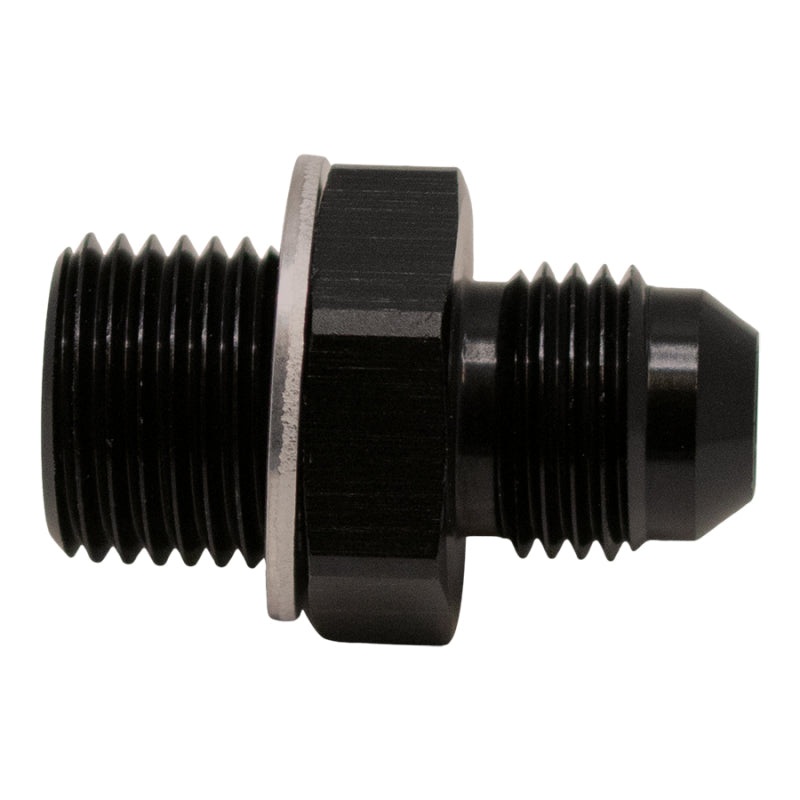 DeatschWerks 6AN Male Flare to M16 X 1.5 Male Metric Adapter (Incl Washer) – Anodized Matte Black