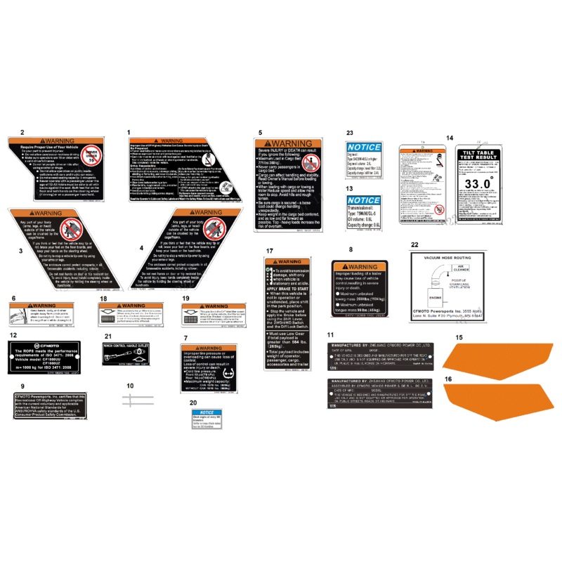 Roll-Over Warning Hang Tag by CF Moto