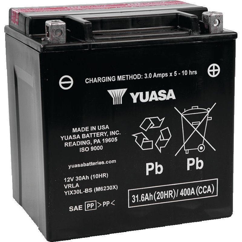 Yuasa YIX30L-BS-PW High Performance Maintenance Free AGM 12-Volt Battery w/Bottle