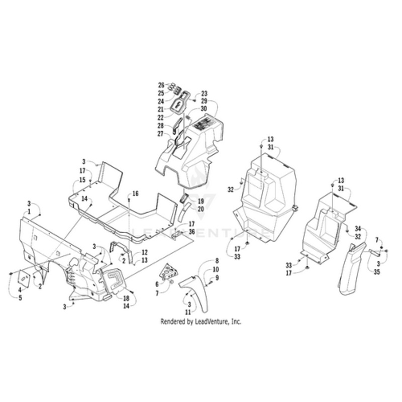 Rear Fender – Lower – Right Red by Arctic Cat