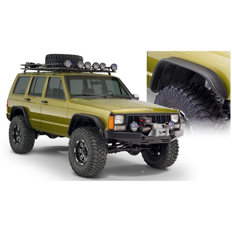 Bushwacker 84-01 Jeep Cherokee Flat Style Flares 4pc – Black