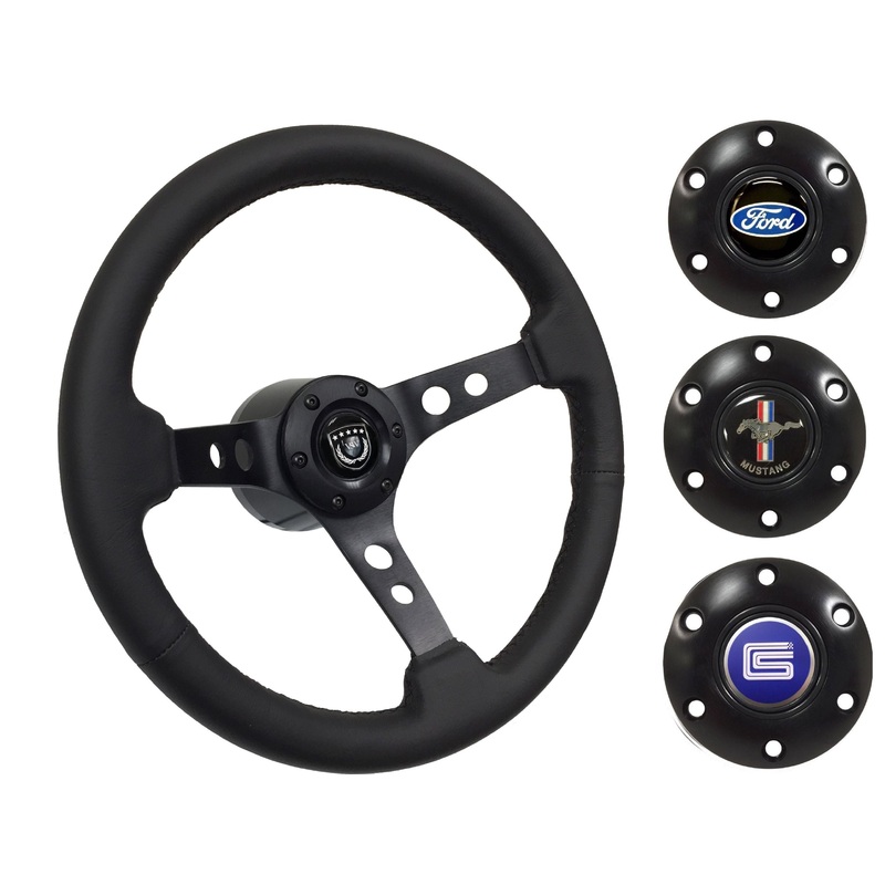 1965-67 Ford Mustang Steering Wheel Kit | Black Leather