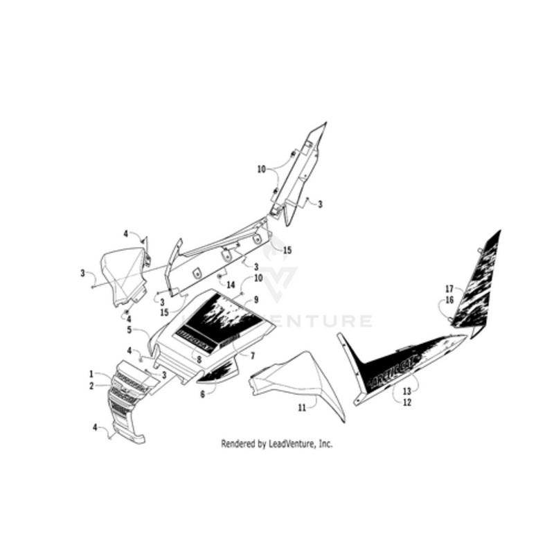 Hood Decal Forward Org Met by Arctic Cat