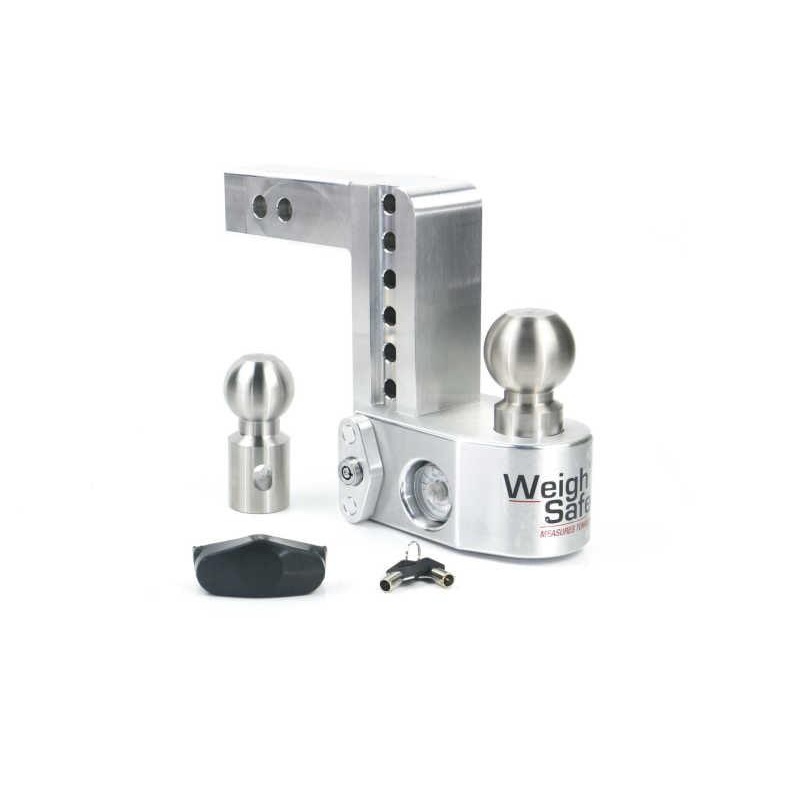 Weigh Safe 6in Drop Hitch w/Built-in Scale & 2in Shank (10K/12.5K GTWR) – Aluminum