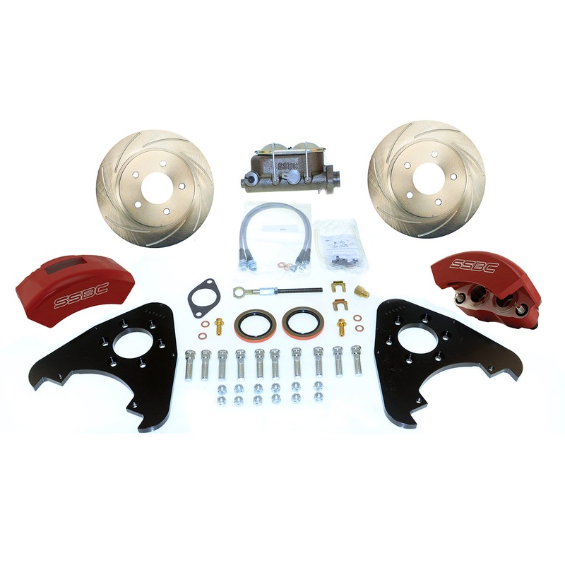 American Made Super Twin TK 2-Piston Billet Aluminum Front Drum to Disc Brake Upgrade Kit W/Rotors. Red A135-1AR