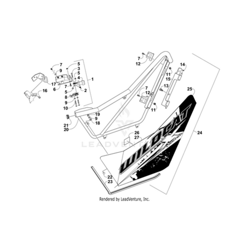 Door Panel W/ Decals-Mb-Left(Wc X Ltd) (Inc. 25-27) by Arctic Cat