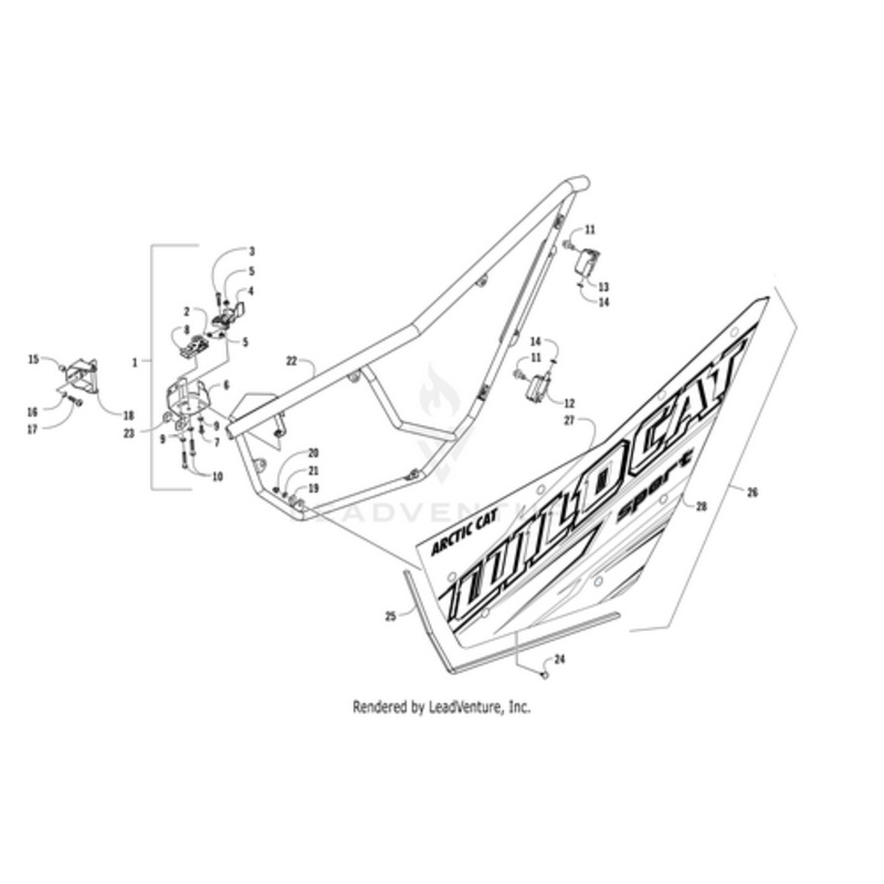 Door W/Decals – Left (Inc. 27-28) by Arctic Cat