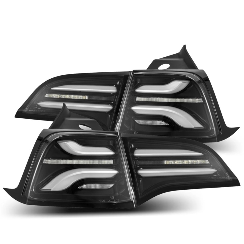 AlphaRex 2020-2024 Tesla Model Y / 2022-2023 Model 3 (With Stock Amber Turn Signal) PRO-Series LED Tail Lights Jet Black