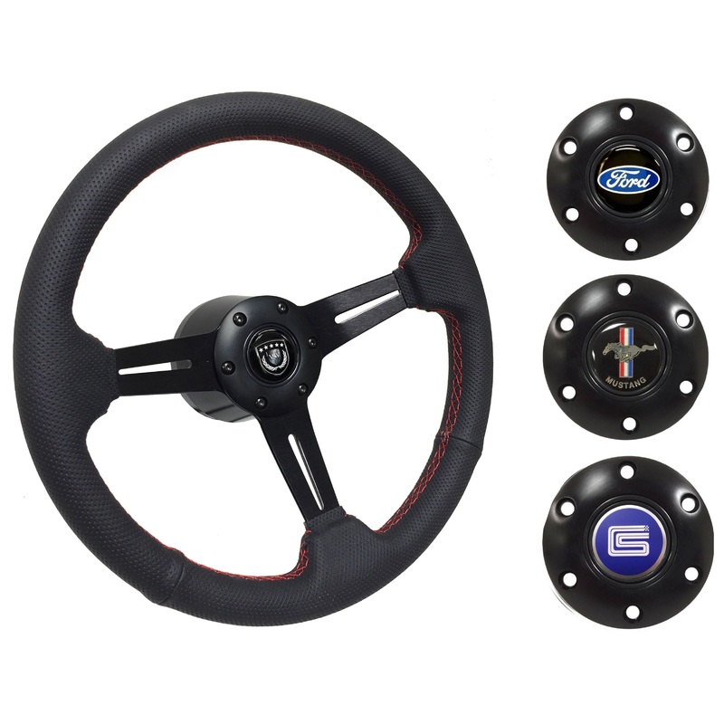 1984-04 Ford Mustang Steering Wheel Kit | Perforated Black Leather | ST3586RED