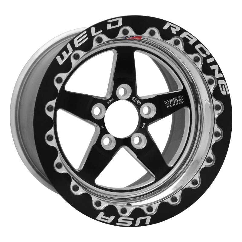 Weld S71 15×9.33 / 5×4.75 BP / 5.5in. BS Black Wheel (Medium Pad) – Black Single Beadlock MT