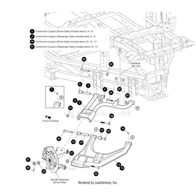 A-Arm – Rear Upper Left Bal Brz- (Includes Items 3 5 – 8) (For Havoc X Models Only) by Arctic Cat