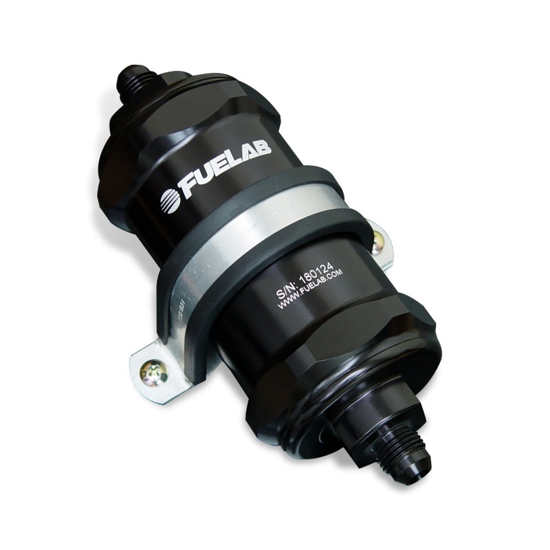 Fuelab 818 In-Line Fuel Filter Standard -12AN In/Out 100 Micron Stainless – Black