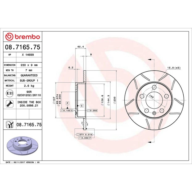 XTRA Max Slotted Rear Disc Brake Rotor – 08.7165.75