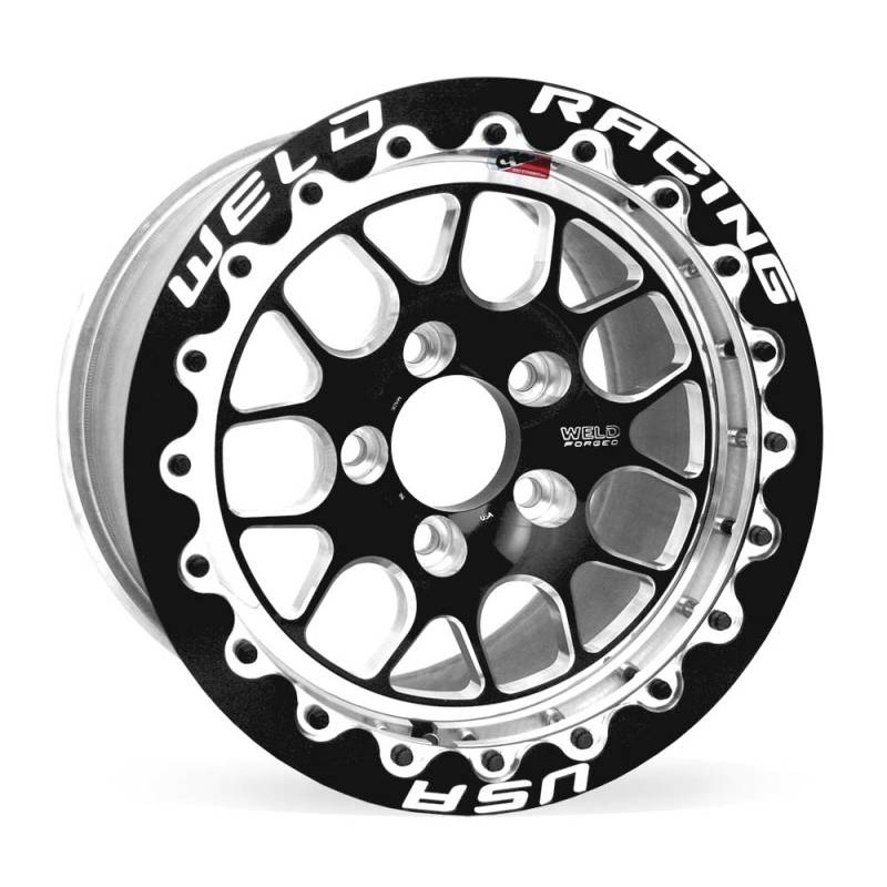 Weld S77 15×9.33 / 5×4.5 BP / 3.5in. BS Black Wheel (Low Pad) – Black Single Beadlock MT