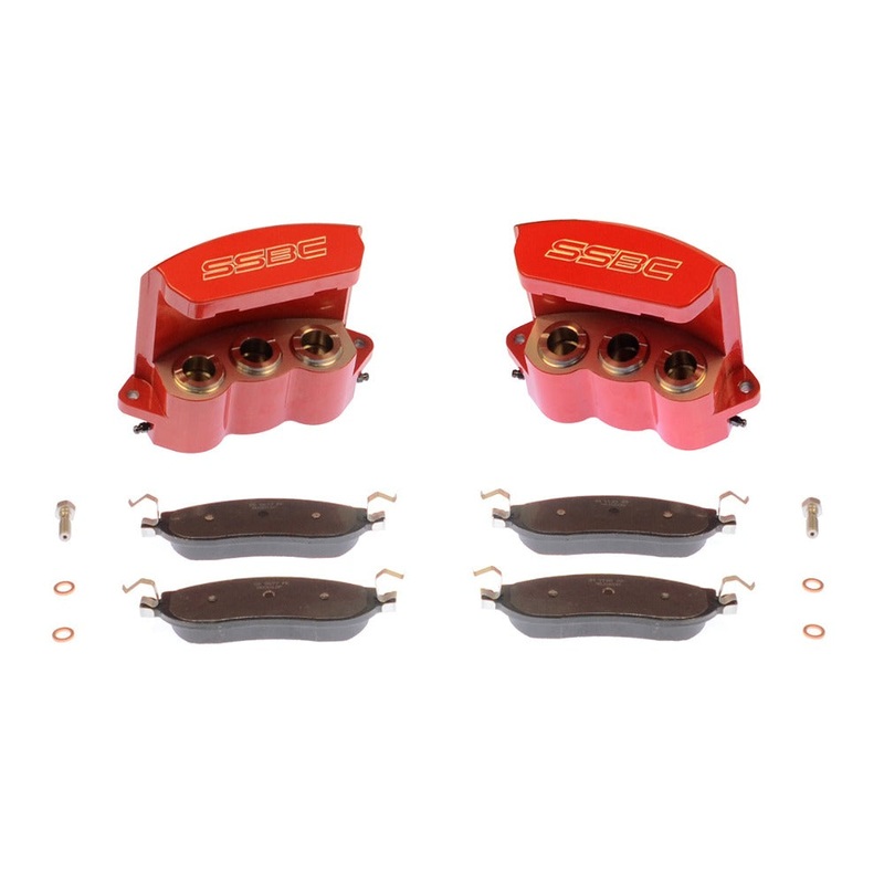 American Made Tri-Power 3 Piston Direct Fit Billet Aluminum Rear Caliper Upgrade Kit. Red A193-6R