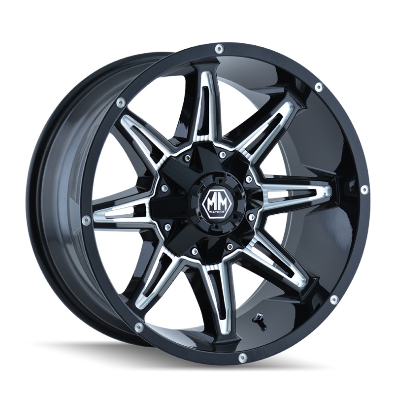 Mayhem 8090 Rampage 18×9 / 5×114.3 BP / -12mm Offset / 87mm Hub Black w/ Milled Spokes Wheel