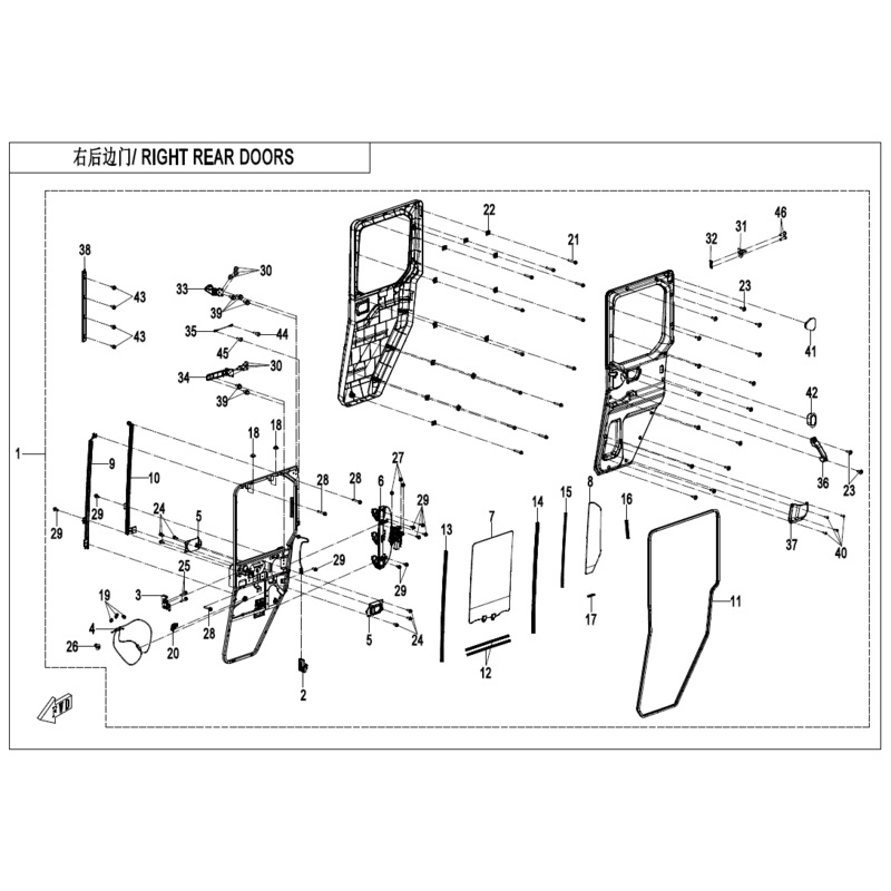 Rear Door Window Glass Rear Vert Seal RH by CF Moto