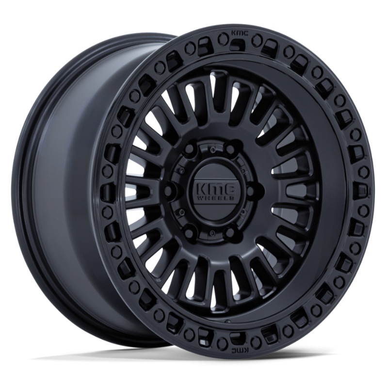 17×8.5 KMC Aztec KM554 Matte Black w/ Gloss Black Lip