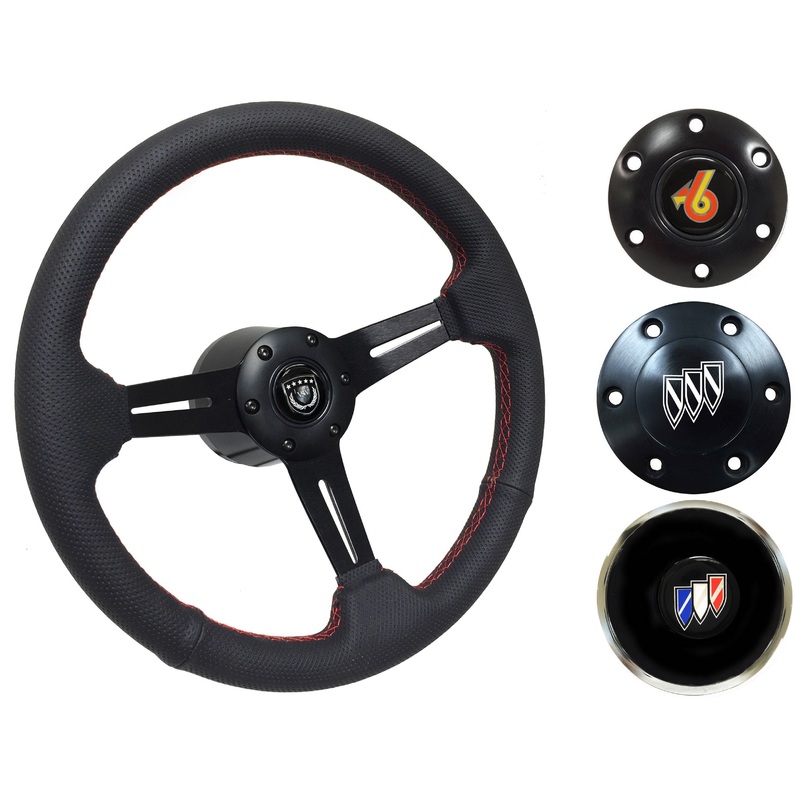 1967-68 Buick Steering Wheel Kit | Perforated Black Leather | ST3586RED