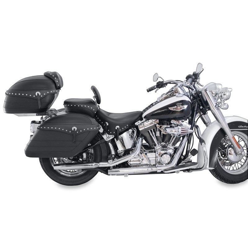 Mustang 06-17 Harley Softail Wide Tire | 200mm Wide Touring Recessed Passenger Seat w/Studs – Black