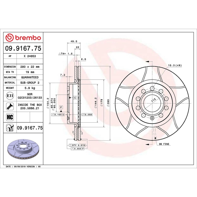 XTRA Max Slotted Front Disc Brake Rotor – 09.9167.75