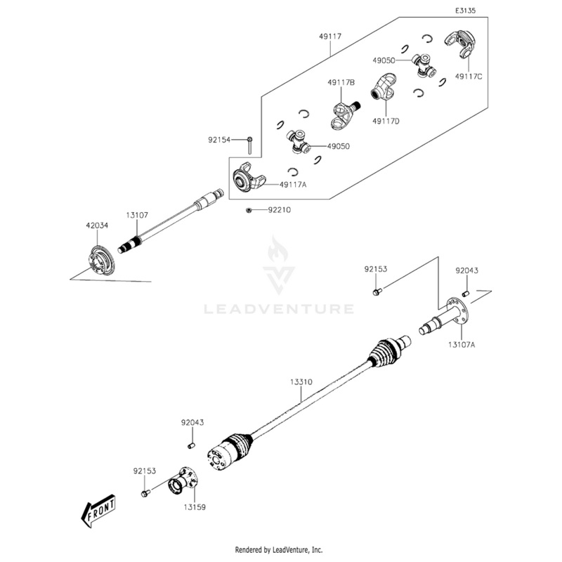 Yoke,Drive Front Assembly by Kawasaki