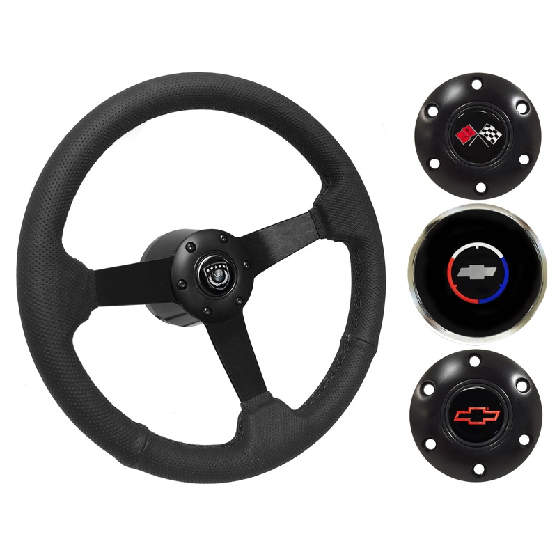 1984-89 Corvette Steering Wheel Kit | Perforated Black Leather | ST3602BLK