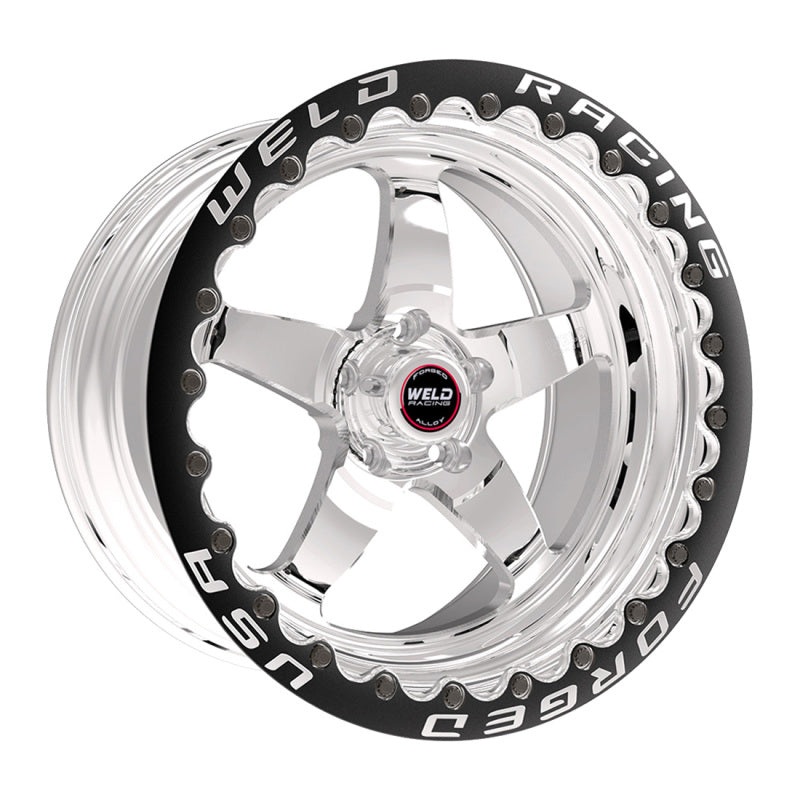 Weld S71 15×11 / 5×115 BP / 6.5 BS (Medium Pad) Polished Wheel Black SBL MT – Beadlock
