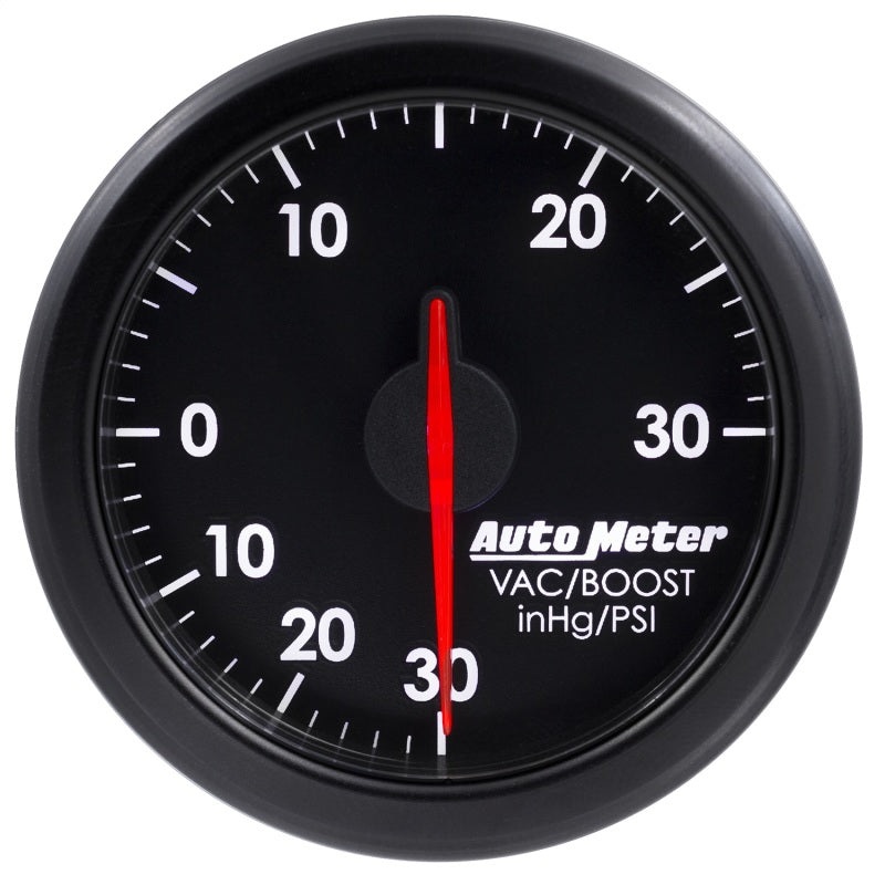 Autometer Airdrive 2-1/6in Boost/Vac Gauge 30in HG/30 PSI Black Universal | 9159-T