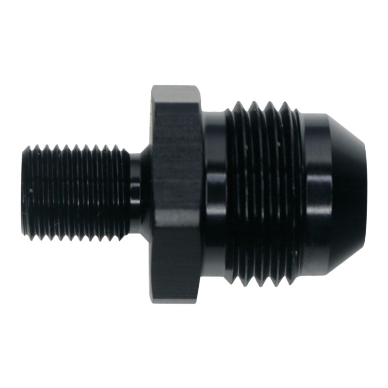 DeatschWerks 8AN Male Flare to M10 X 1.0 Male Metric – Anodized Matte Black