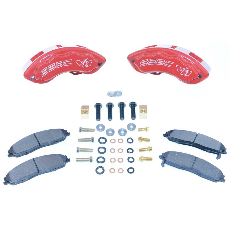 American Made V8-Barbarian 8-Piston Direct Fit Billet Aluminum Rear Caliper Upgrade Kit. Red A193-10R