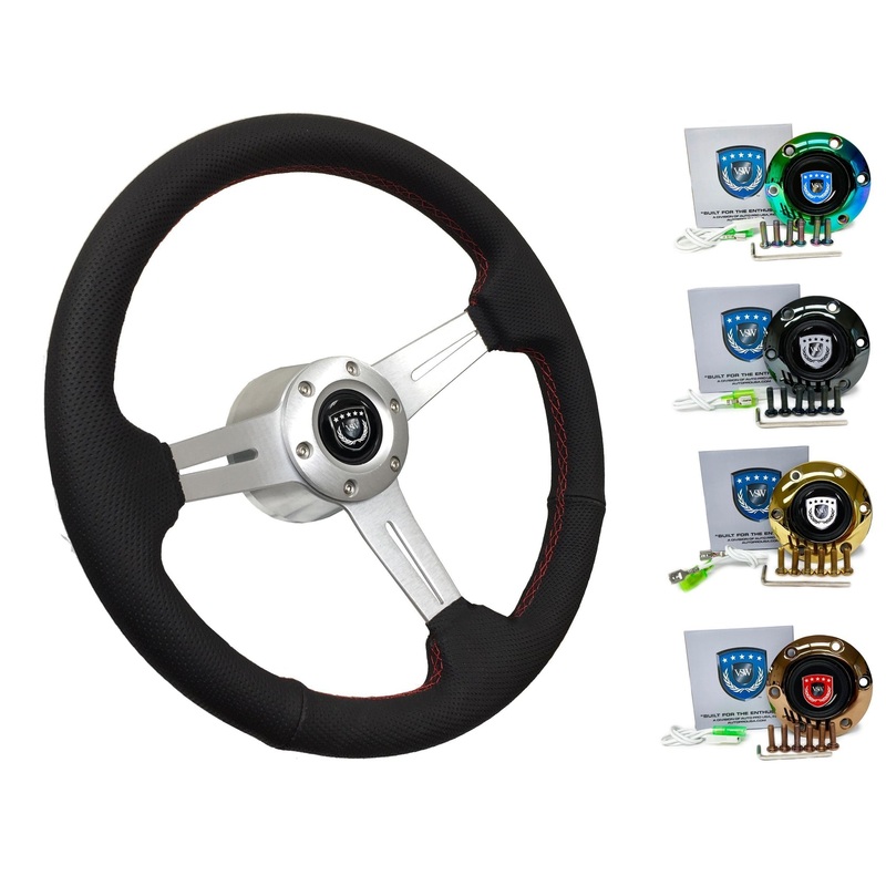 1997+ Volkswagen Jetta Steering Wheel Kit | Perforated Leather | ST3587BLK-RED