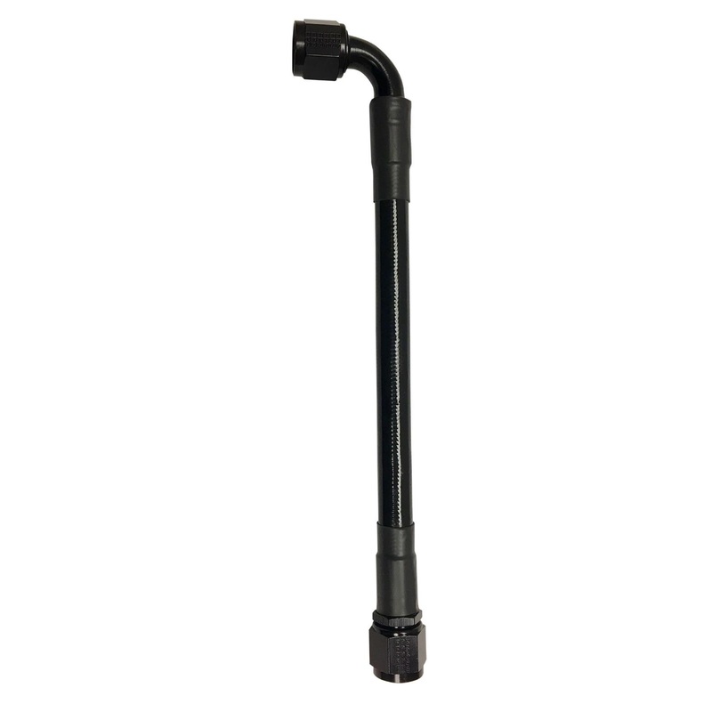 Fragola -10AN Ext Black PTFE Hose Assembly Straight x 90 Degree 24in