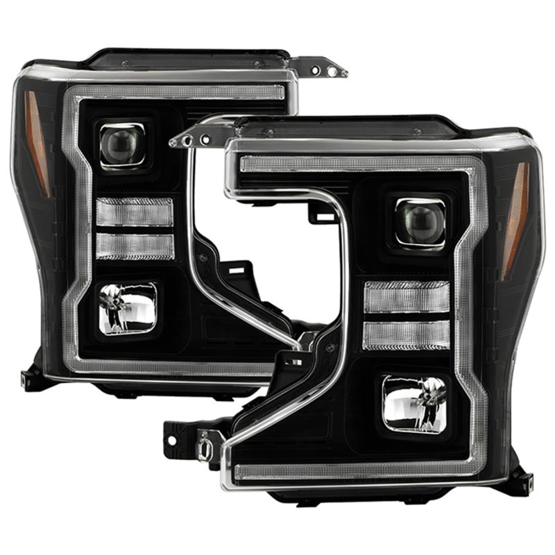 Spyder Signature 20-22 Ford F250/F350 (Halogen) Proj. Headlights – Black (PRO-YD-FS20HALSI-SEQ-BK)
