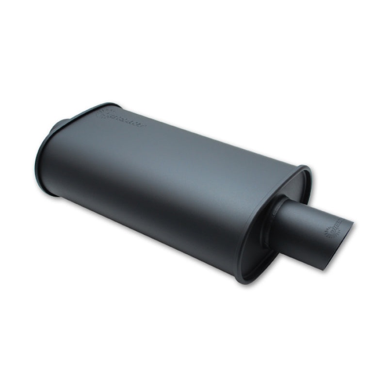 Vibrant StreetPower FLAT BLACK Oval Muffler with Single 4in Outlet – 4in inlet I.D.