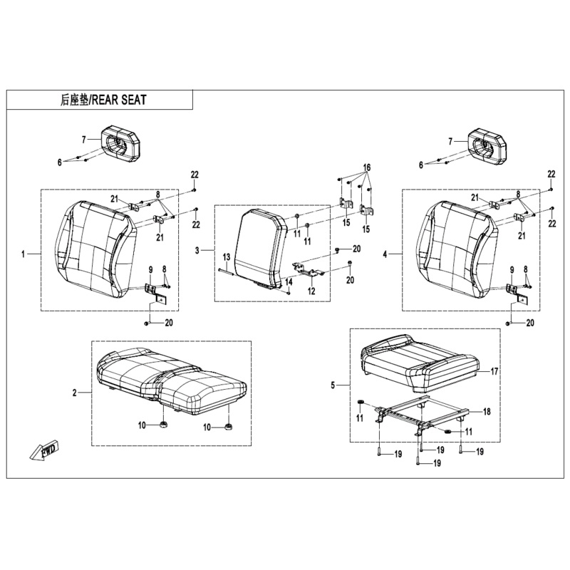 Rear LH Backrest Assembly by CF Moto