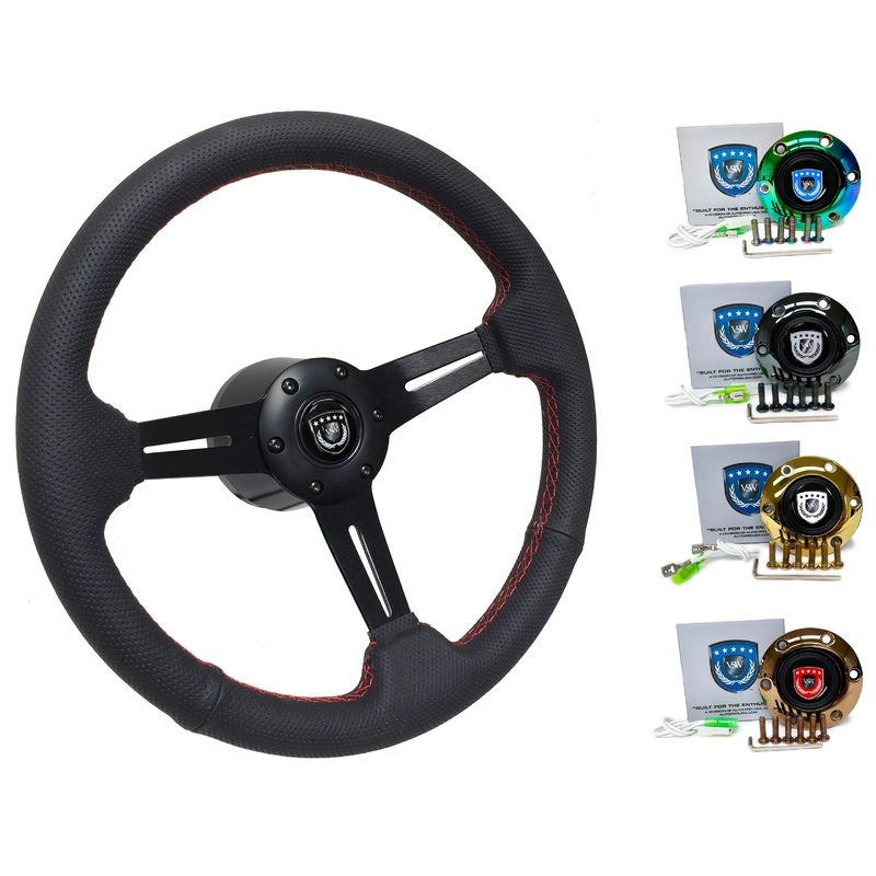 1998+ Audi A3 Steering Wheel Kit | Perforated Black Leather | ST3586RED