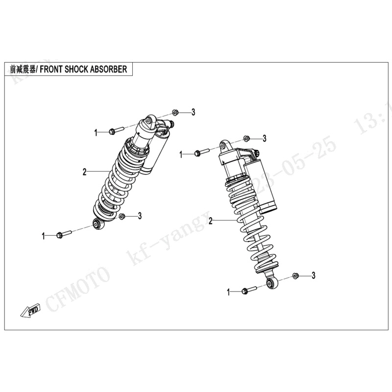 Front Gas Shock Absorber Lava Orange by CF Moto