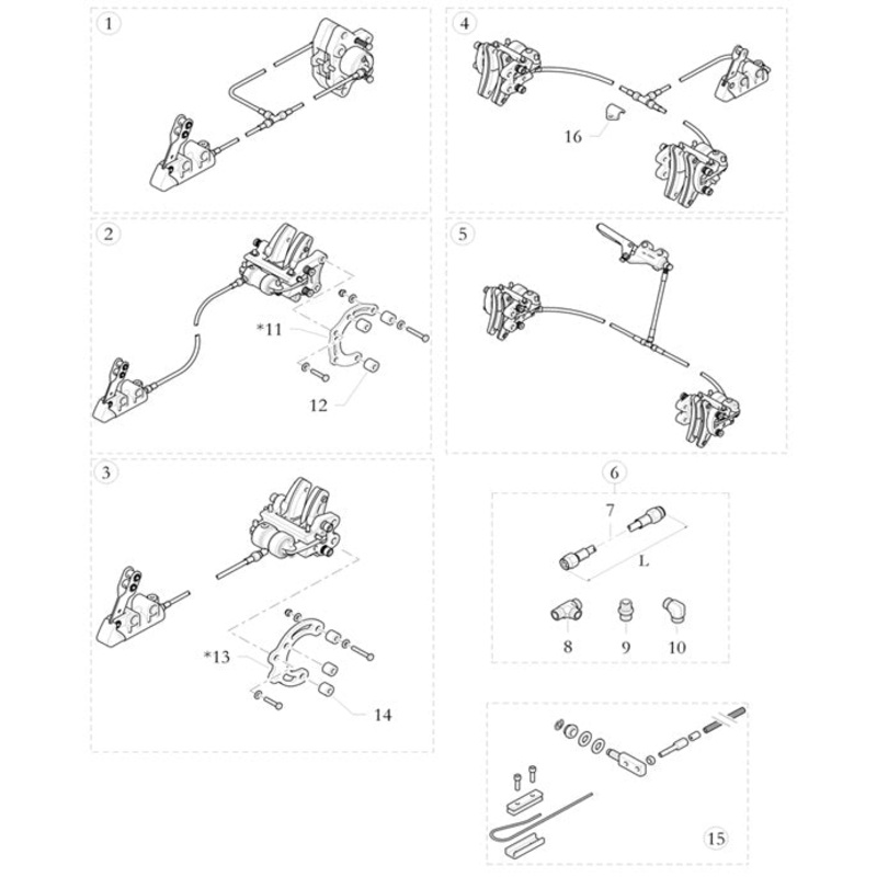 6. 10.2983.00-BL Birel Brake Line Front Assembly 125cc, Reinforced Line, MTS