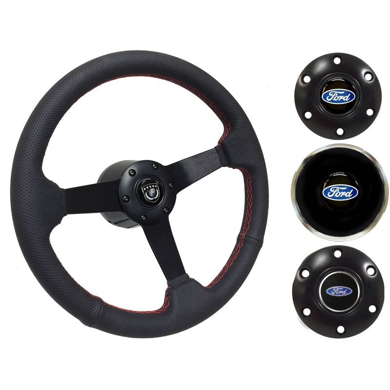 1968-78 Ford Fairlane Steering Wheel Kit | Perforated Black Leather | ST3602RED