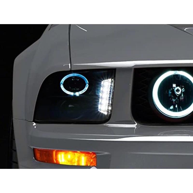 Raxiom 05-09 Ford Mustang w/ Halogen LED Halo Prjctr Headlights-Blk Hsng| Smoked Lens Exclude GT500