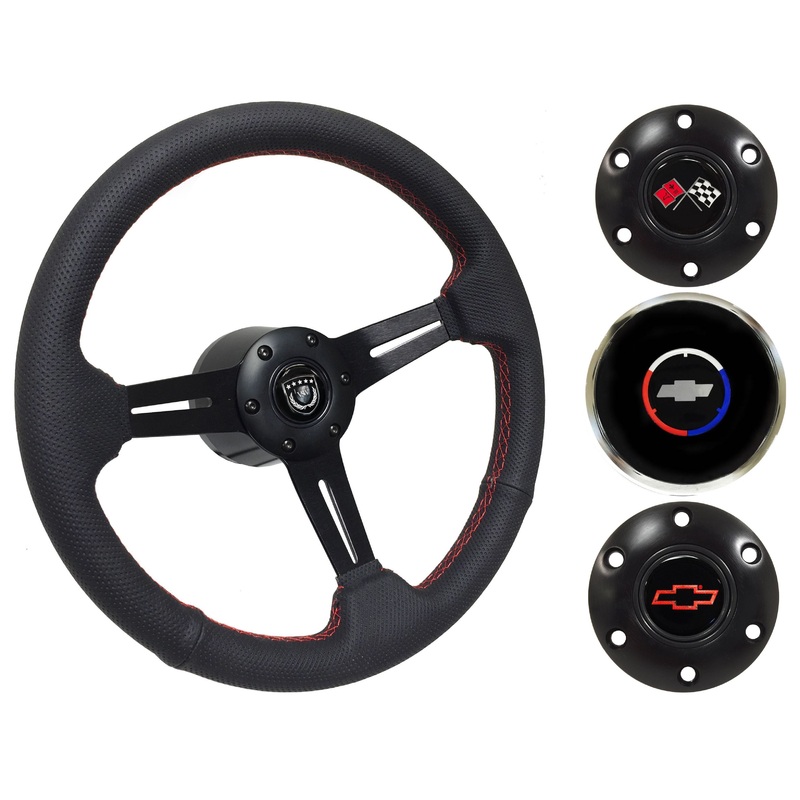 1967 Corvette Steering Wheel Kit | Perforated Black Leather | ST3586RED